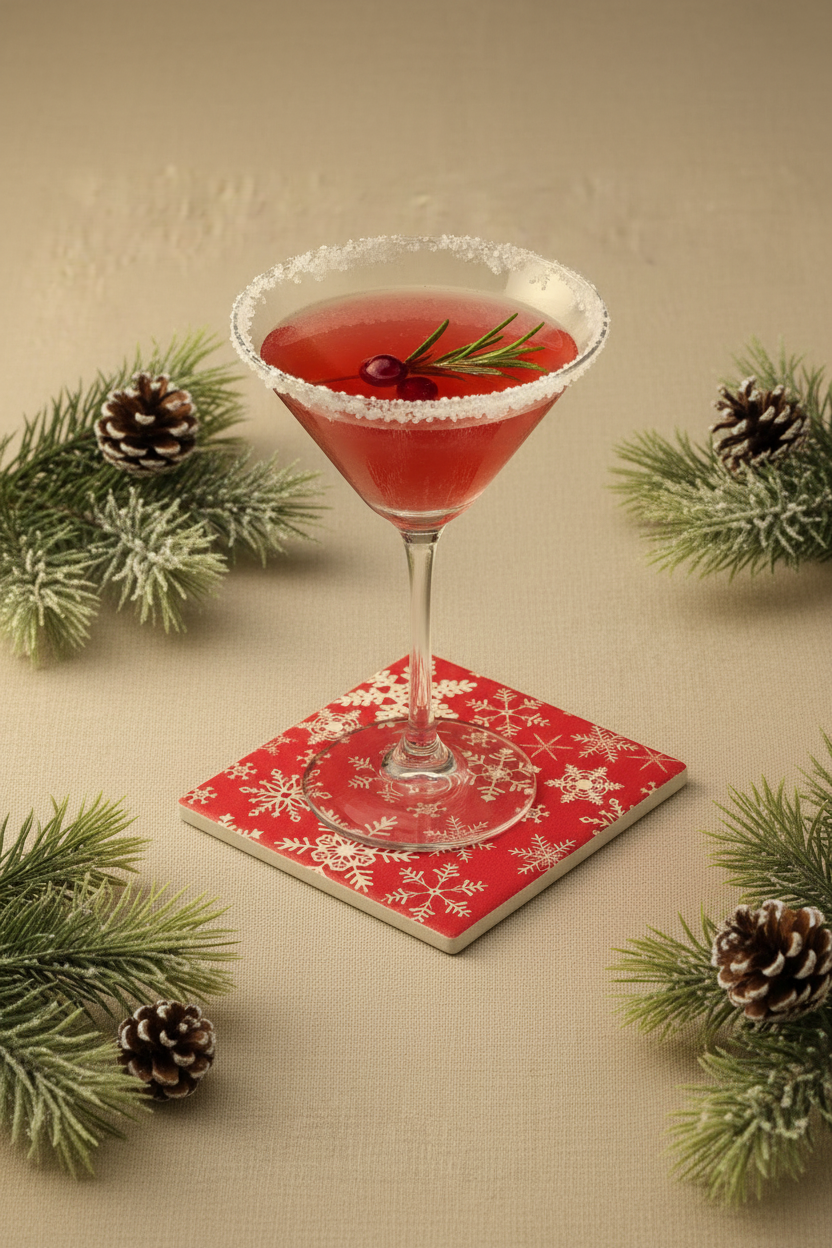 Holiday Snowflake Coaster with Martini