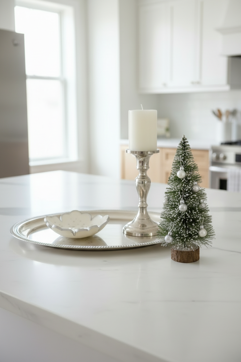 Miniature Christmas Tree on Kitchen Island