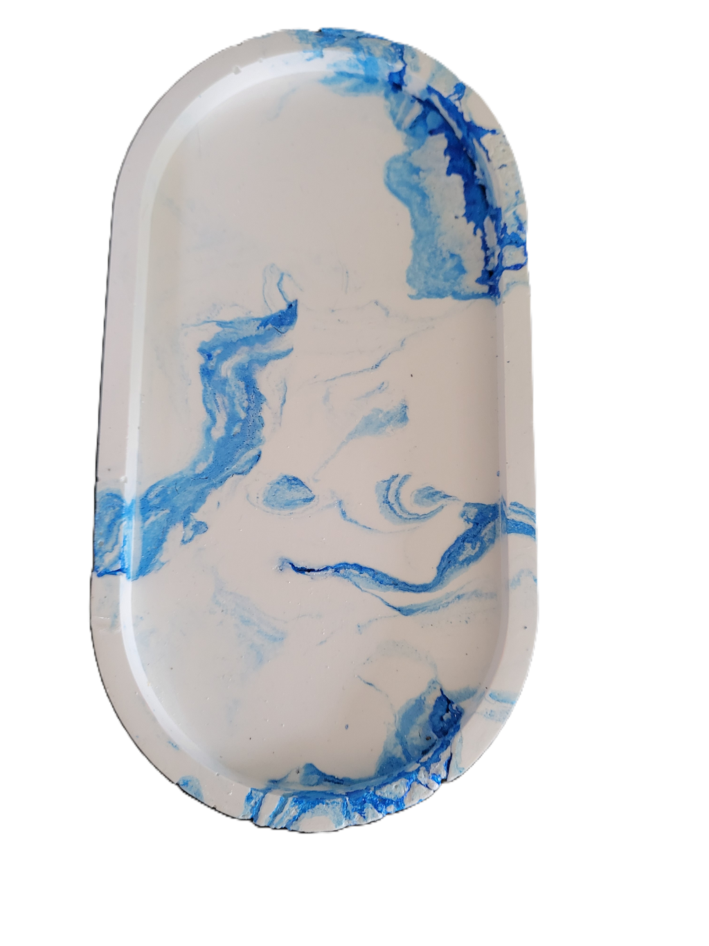 Handmade Plaster Oblong Tray — Artisan Home Decor | Blue or Green Swirl