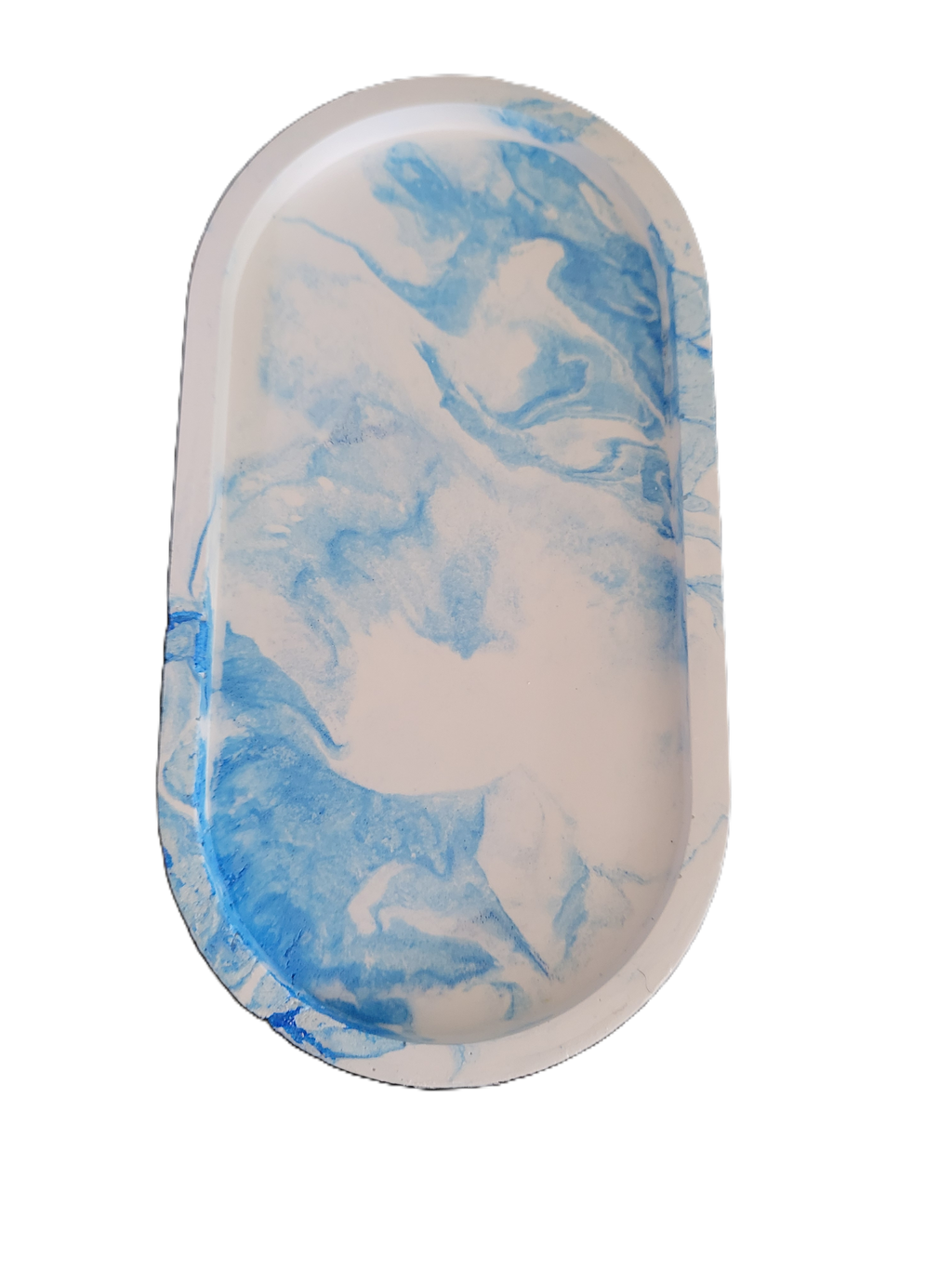 Handmade Plaster Oblong Tray — Artisan Home Decor | Blue or Green Swirl