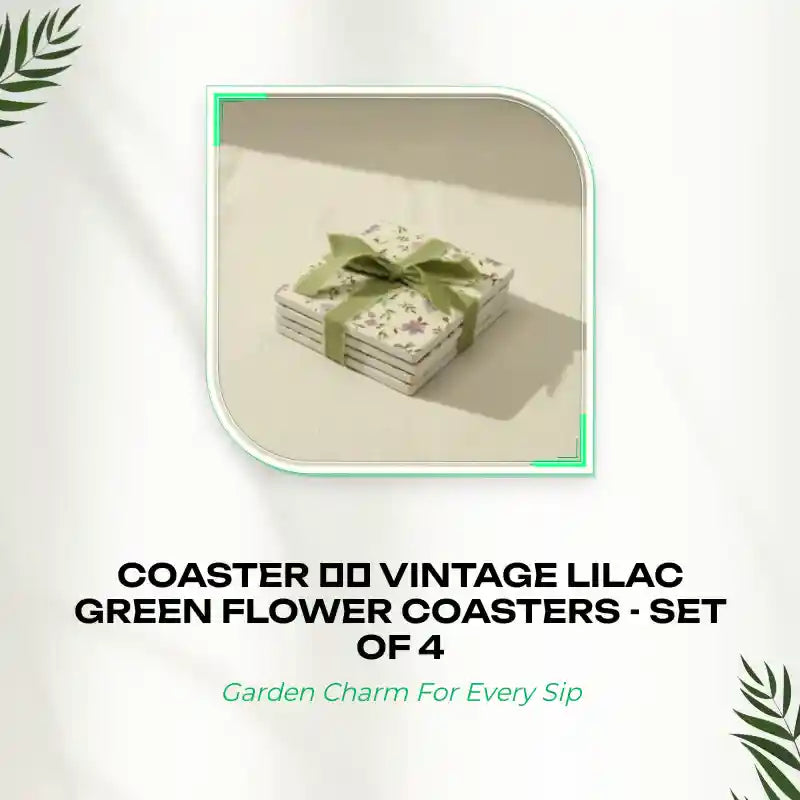 Coaster 💜🌿 Vintage Lilac Green Flower Coasters - set of 4 by@Outfy