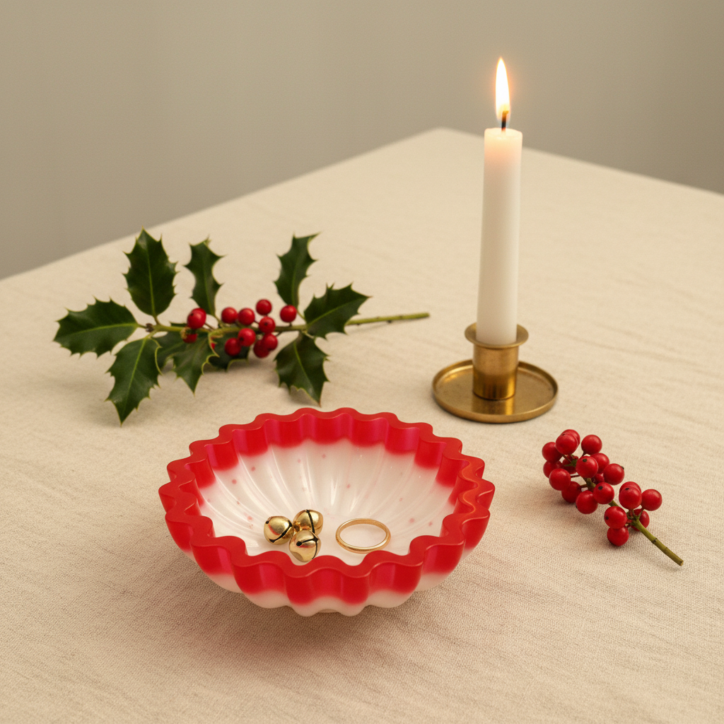 Red & White Scalloped Bowl Holiday Lifestyle