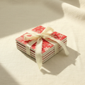 Snowflake Coasters Gift Stack on Linen