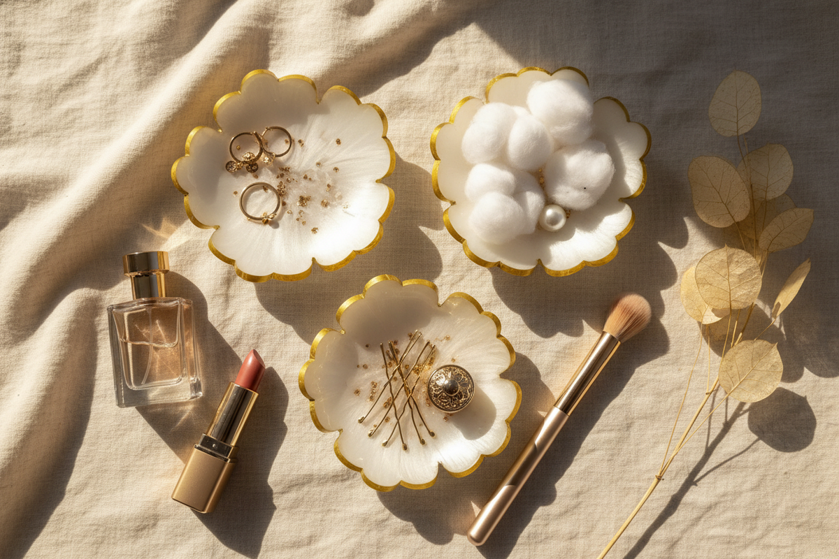 Vanity Lifestyle - White & Gold Trinket Dishes