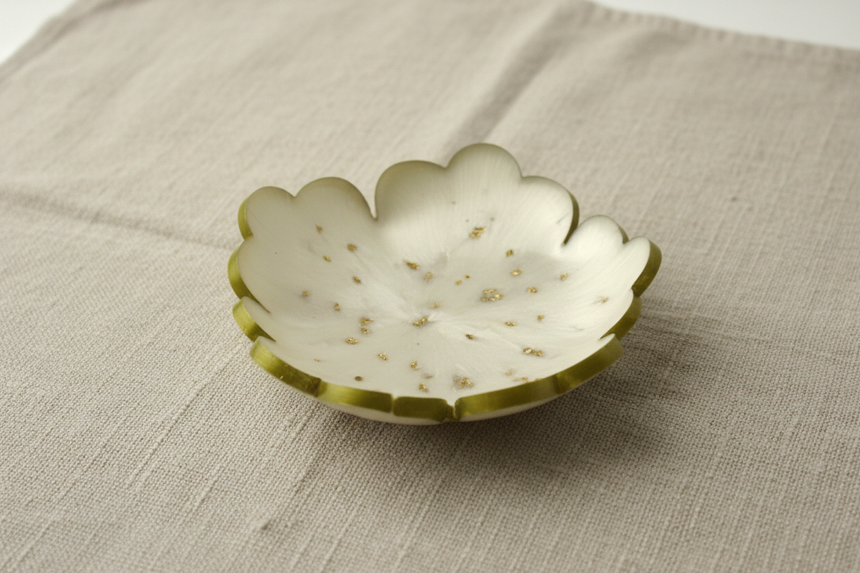 White Gold Trinket Dish on Linen